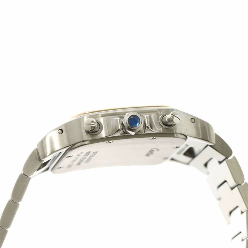 卡地亞 Santos Galbee LM Chronoreflex 萬年曆雙色 W20042C4 男士腕錶 日期顯示 象牙色 YG 黃金 石英-4