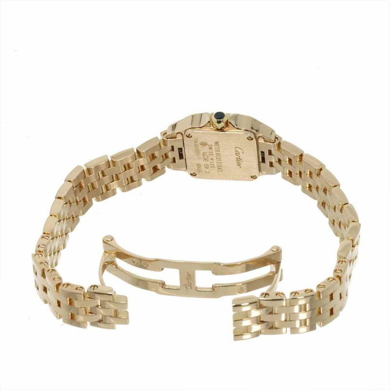 卡地亞迷你 Santos Demoiselle W25077X9 女士腕錶，象牙色，18K 玫瑰金，實心石英錶。-4