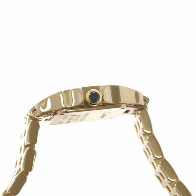 卡地亞迷你 Santos Demoiselle W25077X9 女士腕錶，象牙色，18K 玫瑰金，實心石英錶。-5