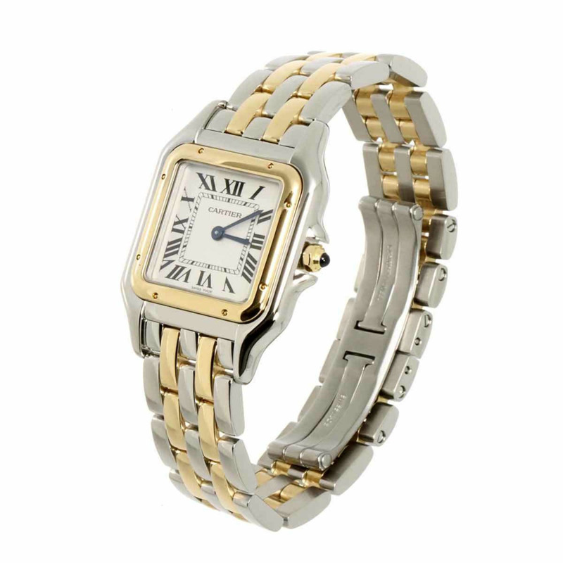 卡地亞 Panthère de W2PN0007 女士腕錶，18K 黃金和銀，石英機芯。-2