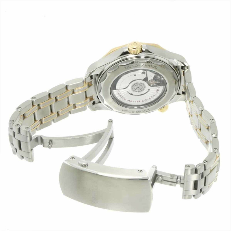 歐米茄海馬300公尺同軸至臻天文台雙色男士腕錶 210 20 42 01 002 黑色黃金自動機械錶-4