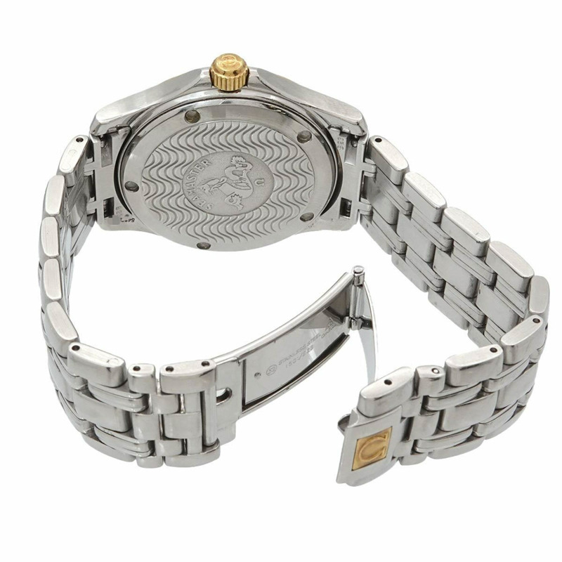 歐米茄海馬120雙色男士腕錶，日期顯示，白金/黃金錶殼，石英錶-3