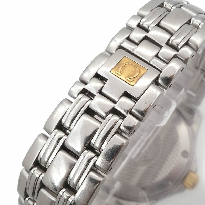 歐米茄海馬120雙色男士腕錶，日期顯示，白金/黃金錶殼，石英錶-5