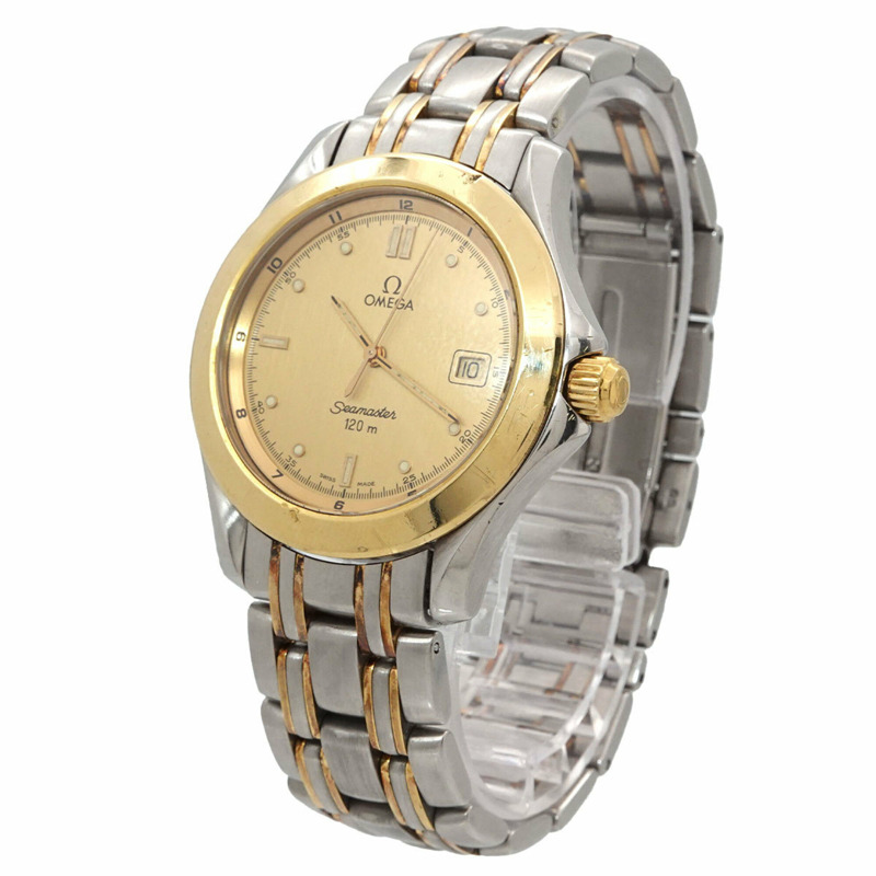 歐米茄海馬系列120 2311 10 雙色男士腕錶，日期顯示，黃金（YG），石英錶-1