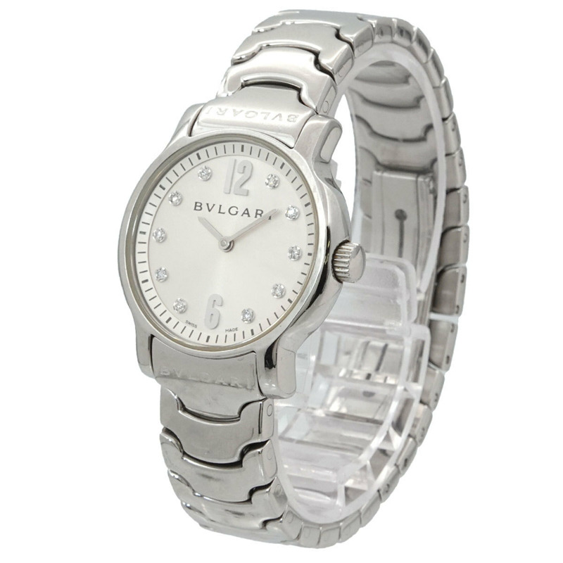 寶格麗 BVLGARI Solo Tempo ST29S 10P 鑽石女士腕錶 日期銀色 石英 tempo-1