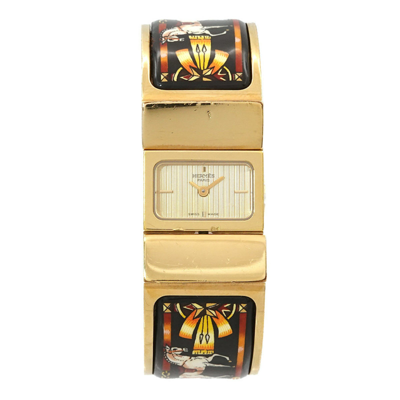 愛馬仕 HERMES Loquet LO1 201 手鐲腕錶 女士腕錶 琺瑯彩金石英錶-0