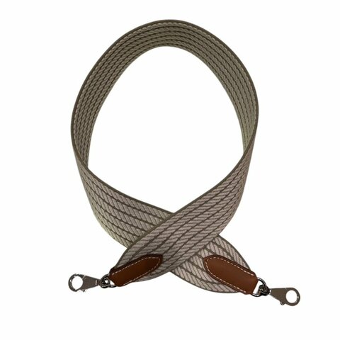 HERMES 愛馬仕 SANGLE CORDAGE 50 背帶 帆布 米白色 銀釦