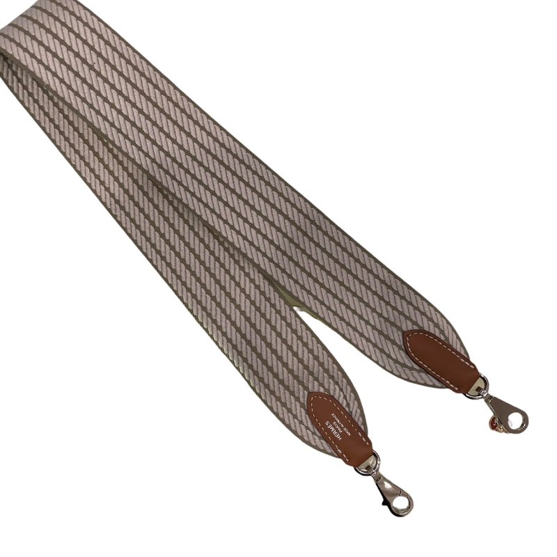 HERMES 愛馬仕 SANGLE CORDAGE 50 背帶 帆布 米白色 銀釦-1