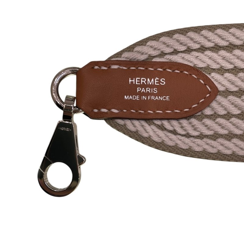 HERMES 愛馬仕 SANGLE CORDAGE 50 背帶 帆布 米白色 銀釦-4