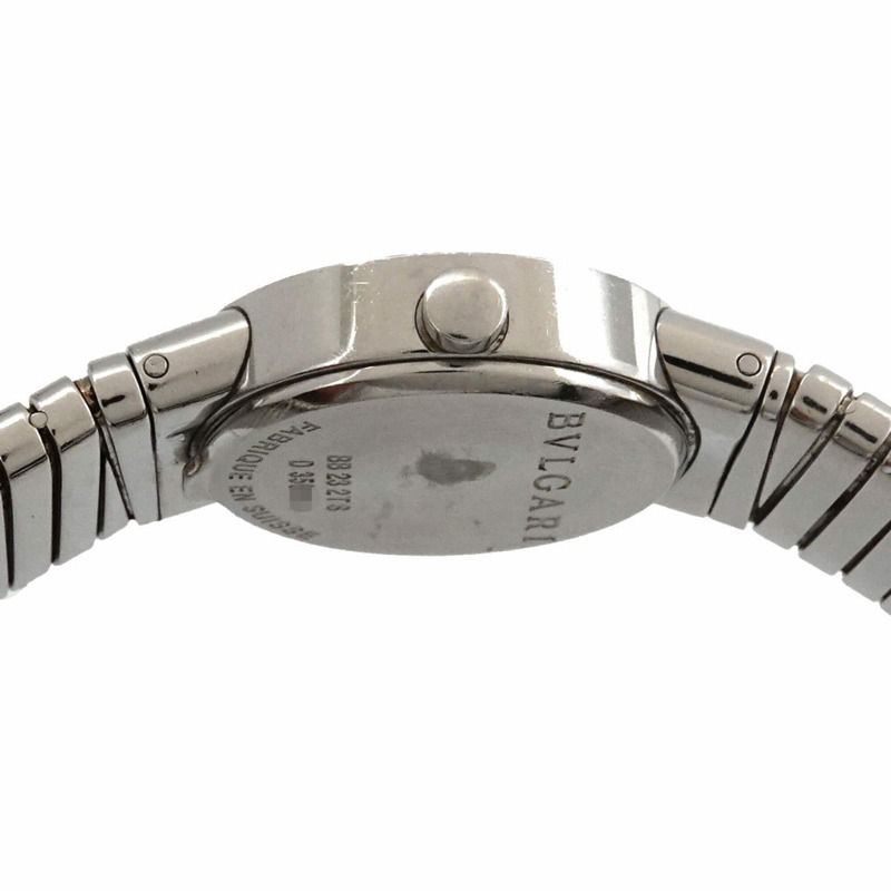 寶格麗 Tubogas BB232TS 女士腕錶 12 鑽日期顯示 黑色石英錶-4