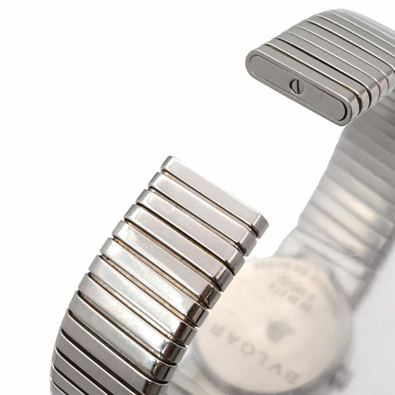 寶格麗 Tubogas BB232TS 女士腕錶 12 鑽日期顯示 黑色石英錶-5