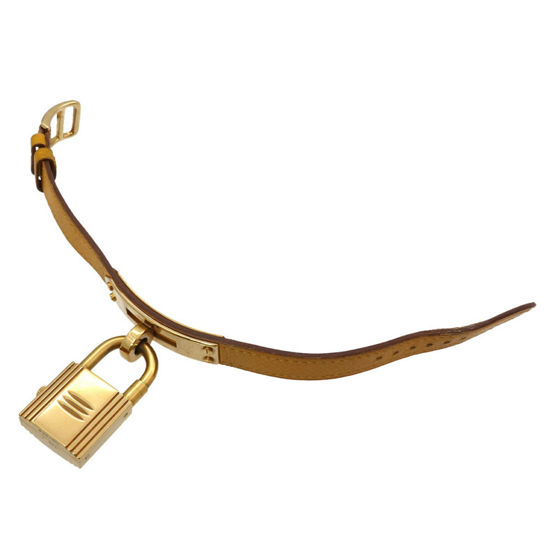 愛馬仕凱莉女士腕錶，白色石英錶，帶掛鎖-4