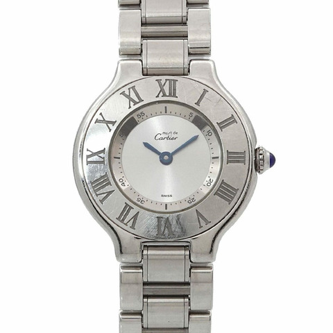 卡地亞 Must 21 Vingt-et-un W10109T2 女士腕錶 銀色石英 Must21