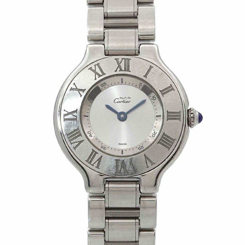 卡地亞 Must 21 Vingt-et-un W10109T2 女士腕錶 銀色石英 Must21-0