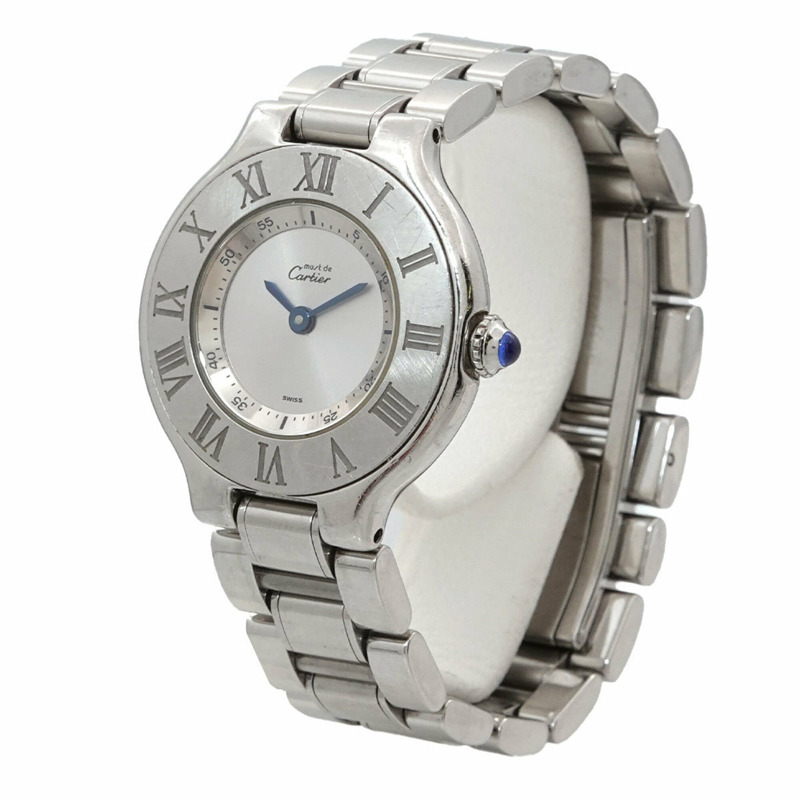 卡地亞 Must 21 Vingt-et-un W10109T2 女士腕錶 銀色石英 Must21-1