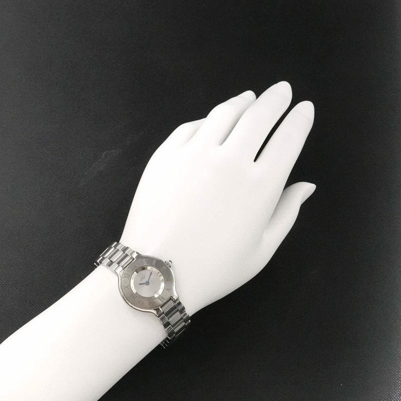 卡地亞 Must 21 Vingt-et-un W10109T2 女士腕錶 銀色石英 Must21-2