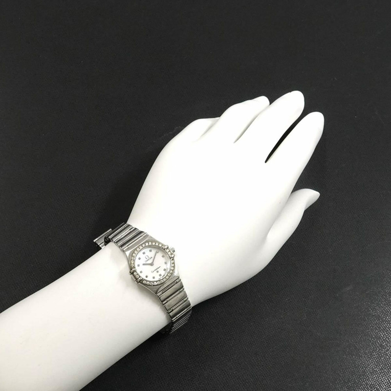 歐米茄星座系列迷你精選1465 71鑽錶圈女錶 白色錶殼 石英錶-2