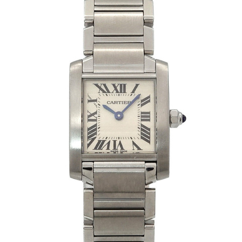 卡地亞 Tank Française SM W51008Q3 女士腕錶，象牙色，石英錶