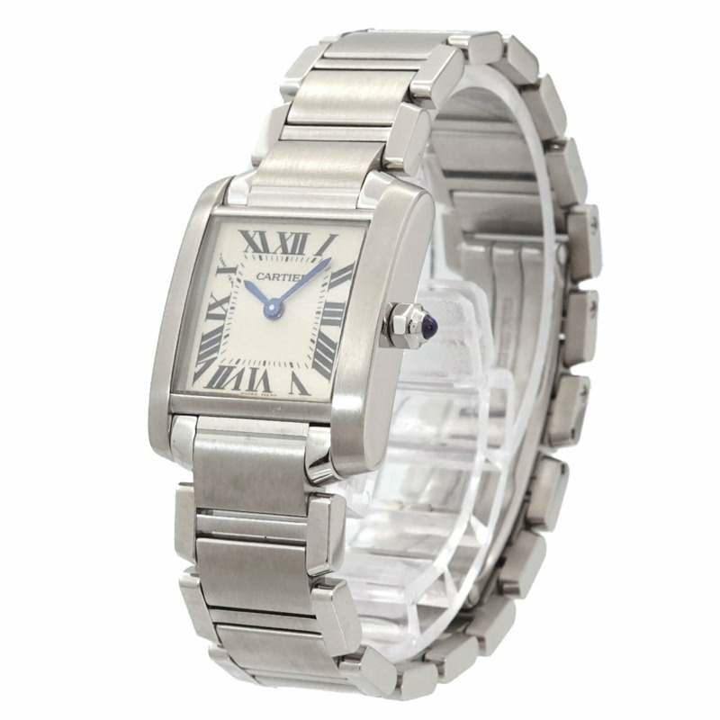 卡地亞 Tank Française SM W51008Q3 女士腕錶，象牙色，石英錶-1