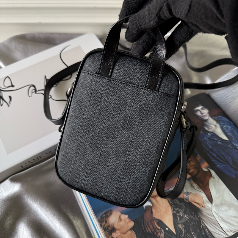 Interlocking G 標誌迷你拉鍊二用包(黑灰色)-3