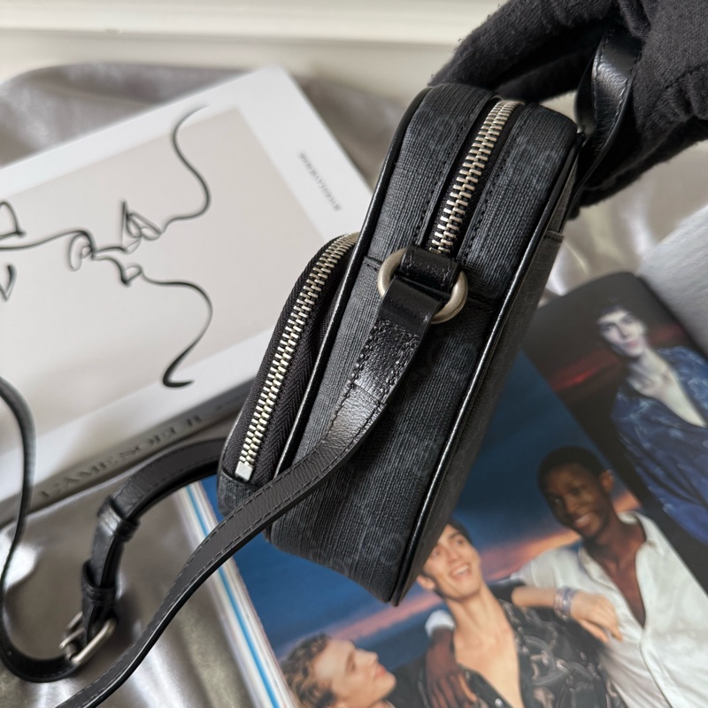 Interlocking G 標誌迷你拉鍊二用包(黑灰色)-4