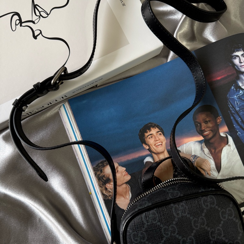 Interlocking G 標誌迷你拉鍊二用包(黑灰色)-7