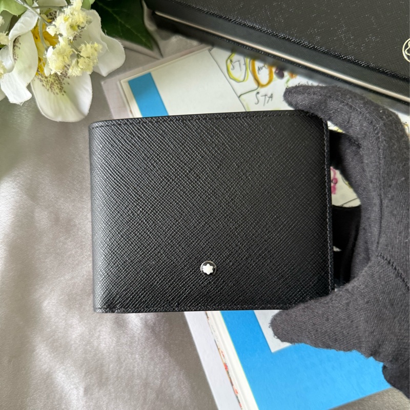 匠心系列防刮牛皮對開6卡短夾(黑色)-1