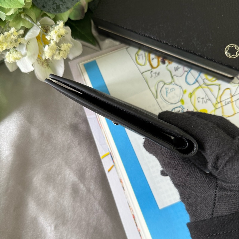 匠心系列防刮牛皮對開6卡短夾(黑色)-4