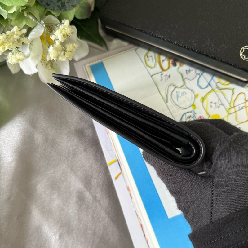 匠心系列防刮牛皮對開6卡短夾(黑色)-5