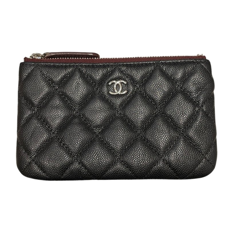 CHENAL 香奈兒 零錢包 荔枝皮 黑色 金釦-0