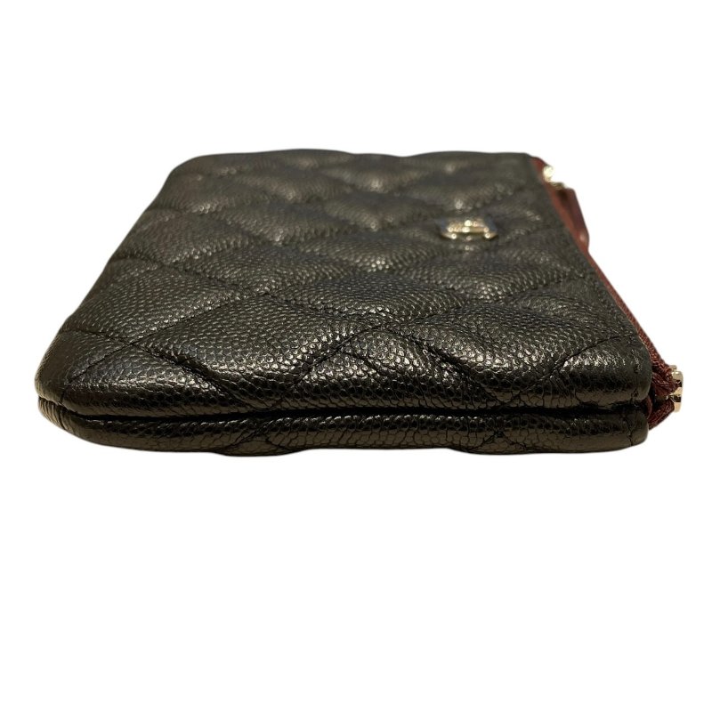 CHENAL 香奈兒 零錢包 荔枝皮 黑色 金釦-4