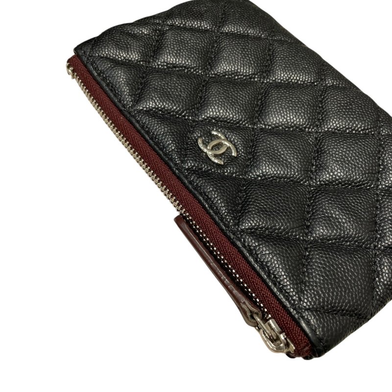 CHENAL 香奈兒 零錢包 荔枝皮 黑色 金釦-7