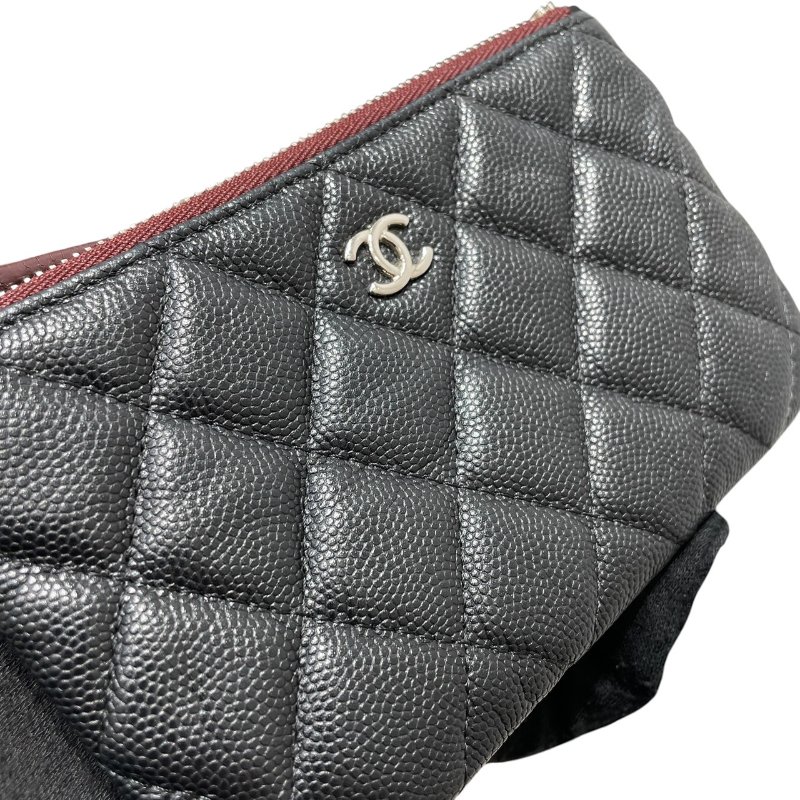 CHENAL 香奈兒 零錢包 荔枝皮 黑色 金釦-8