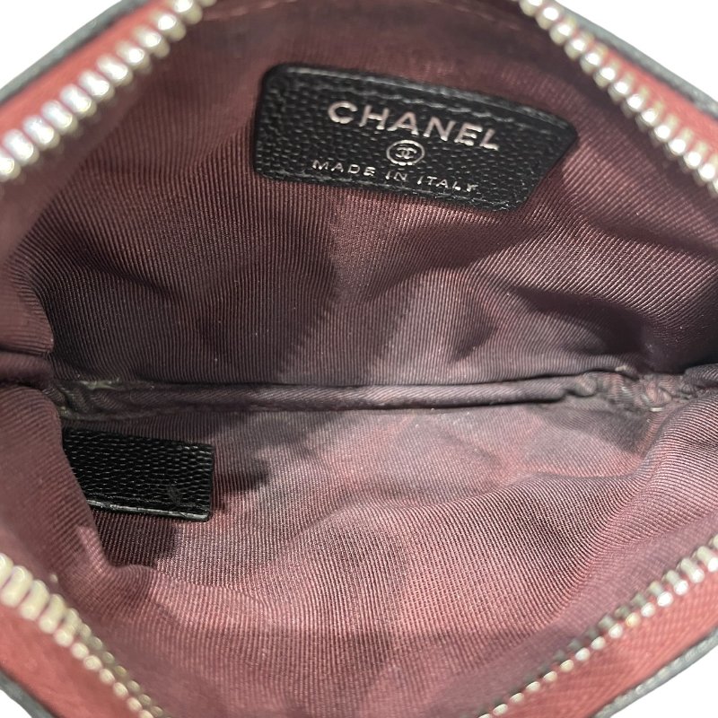 CHENAL 香奈兒 零錢包 荔枝皮 黑色 金釦-9