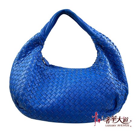 ＊奢華大道國際精品＊【BV311】BV電光藍小羊皮編織和尚肩背包 (小)-0