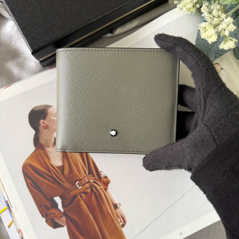 匠心系列防刮牛皮對開8卡短夾(灰色)-1