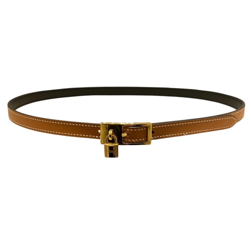 HERMES 愛馬仕 LUCKY 15 皮革 黑色 金釦 SIZE:80-1