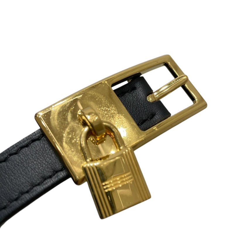 HERMES 愛馬仕 LUCKY 15 皮革 黑色 金釦 SIZE:80-2