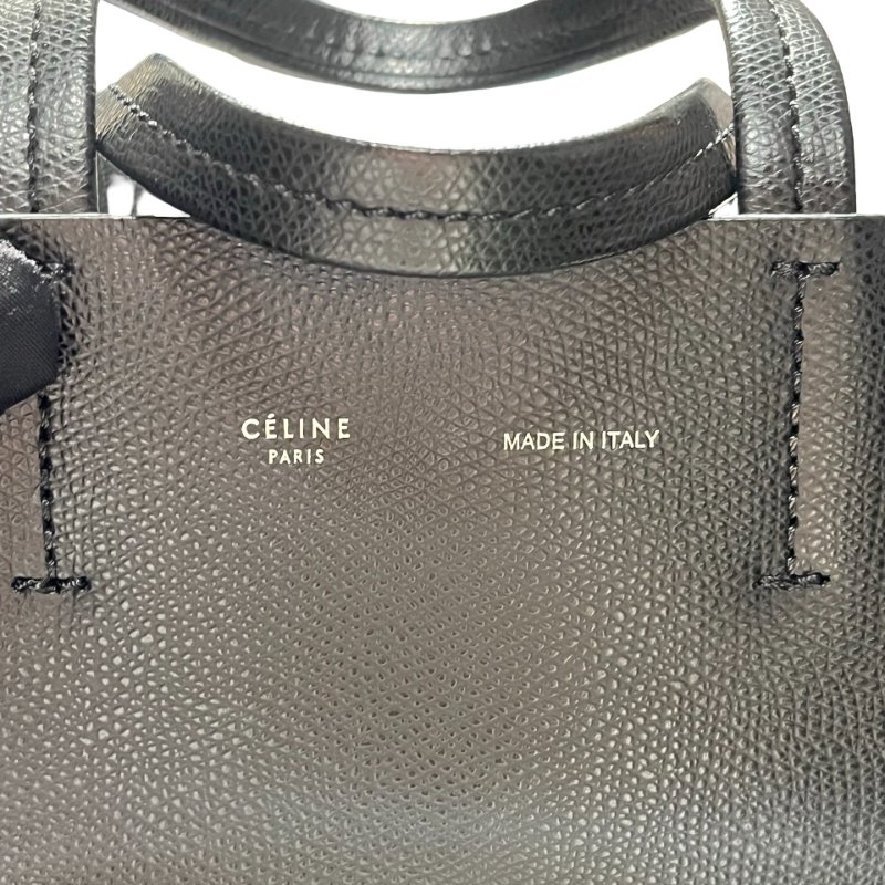 Used CÉLINE Calfskin Leather Small Cabas Cross Body Bag-7