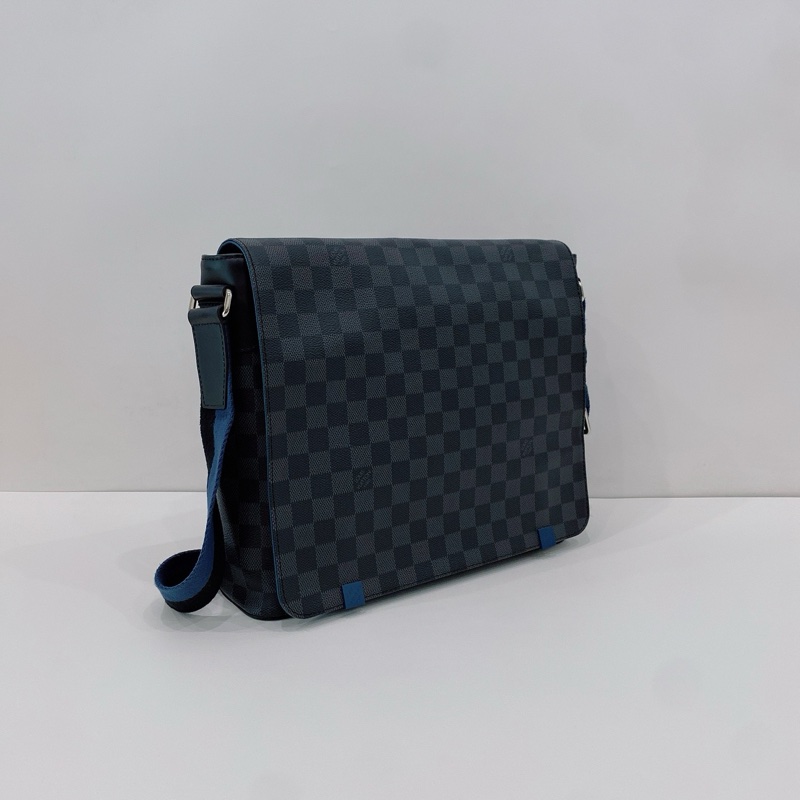 近新 LV路易威登 灰棋盤格 男士斜挎包 郵差包-2