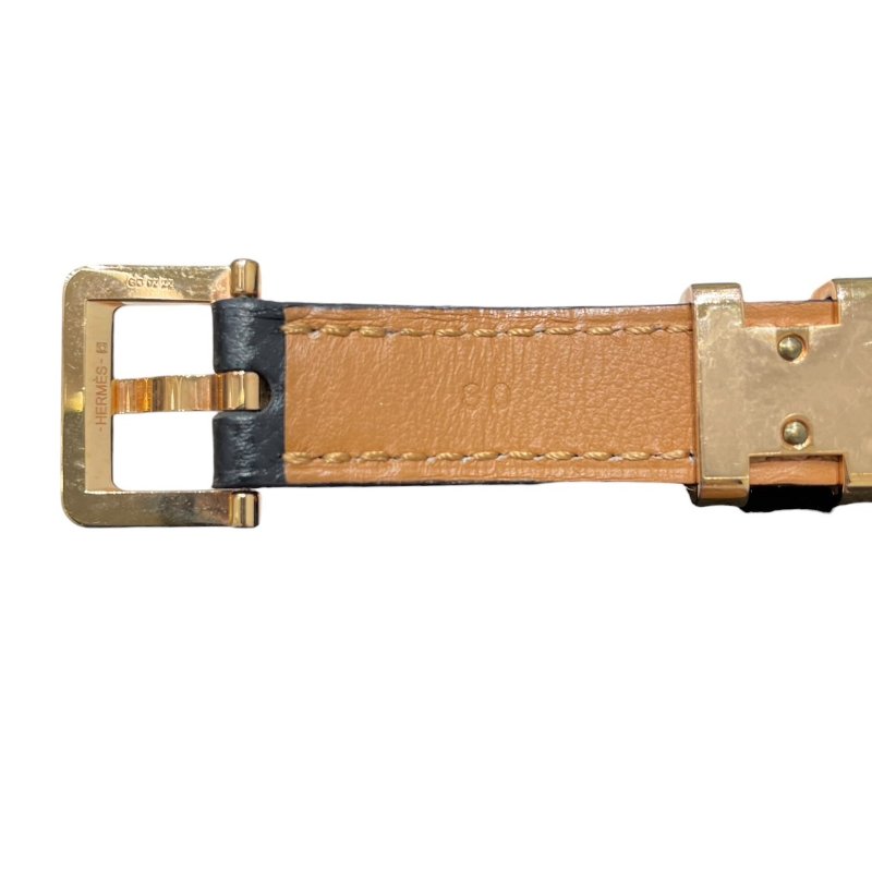 HERMES 愛馬仕 POP H 腰帶 黑色 金釦-6