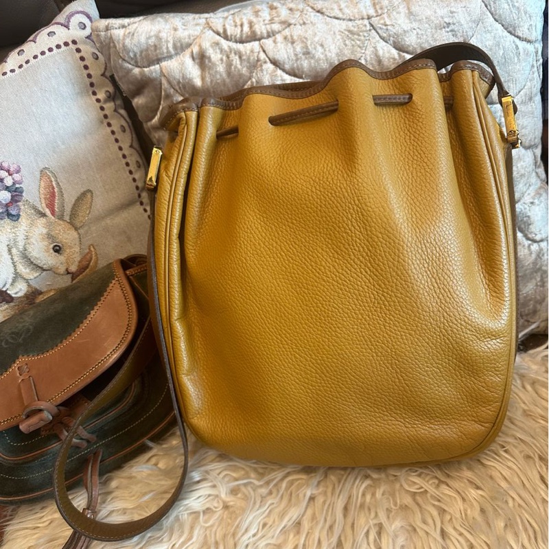 羅意威 蛋蛋包 棕色 焦糖色 水桶包 水桶包 斜背包 側背包  中古包包 托特包 側肩包 水桶包 復古包 古董包 vintage loewe drawstring bucket bag-11