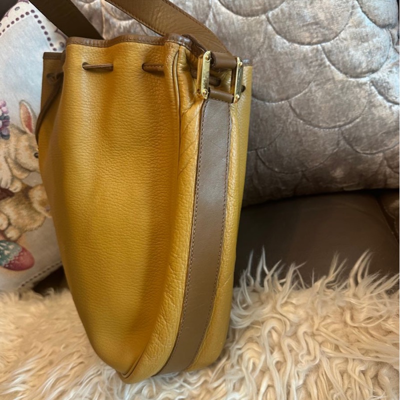 羅意威 蛋蛋包 棕色 焦糖色 水桶包 水桶包 斜背包 側背包  中古包包 托特包 側肩包 水桶包 復古包 古董包 vintage loewe drawstring bucket bag-25