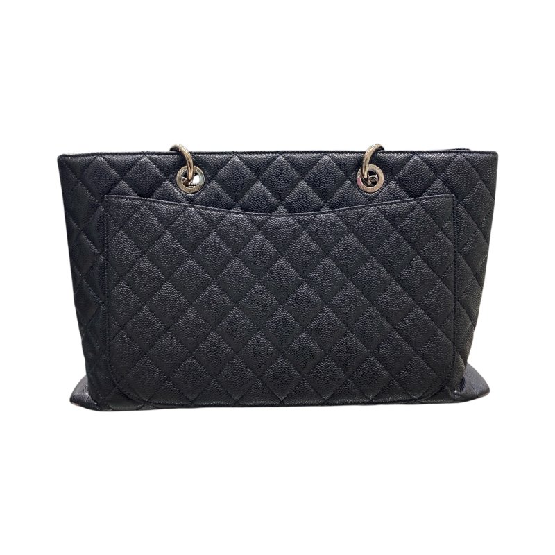 CHANEL 香奈兒 GST TOTE BAG 托特包 荔枝牛皮 黑色 銀釦-2