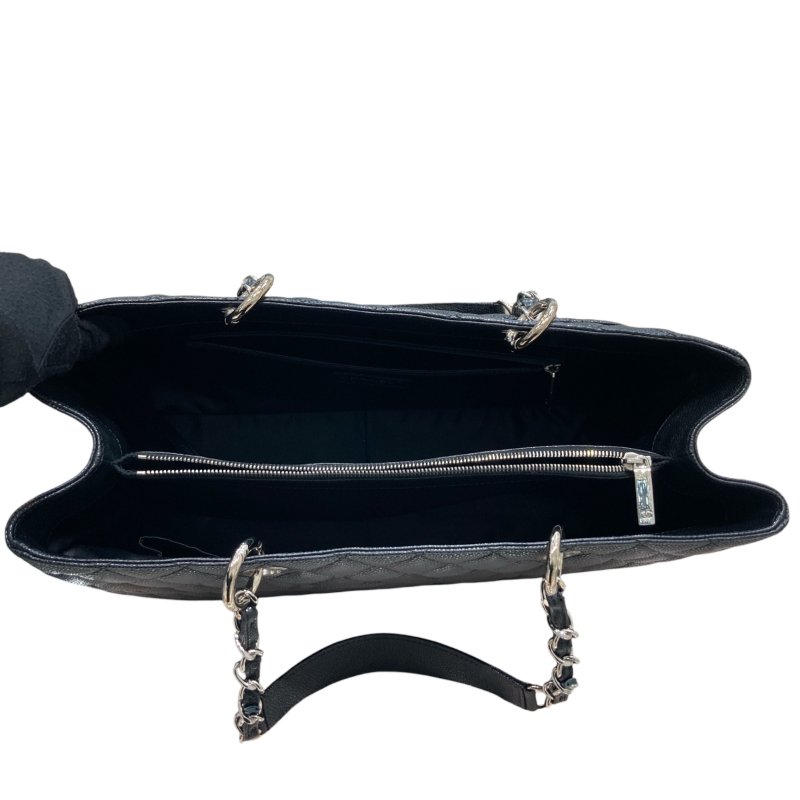 CHANEL 香奈兒 GST TOTE BAG 托特包 荔枝牛皮 黑色 銀釦-6