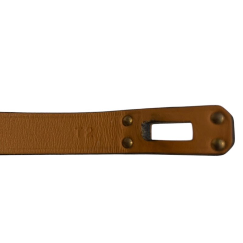 HERMES 愛馬仕 MINI KELLY 雙圈手環 皮革 黑色 玫瑰金釦 SIZE:T2-6