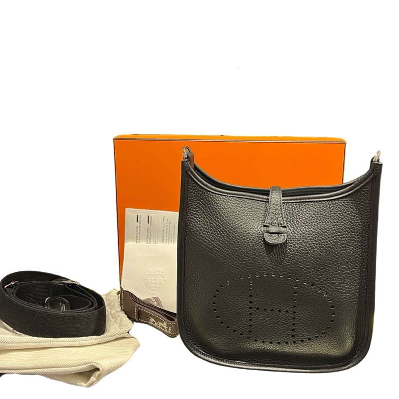 Used Hermès Evelyne Cross Body Bag Black PHW-0
