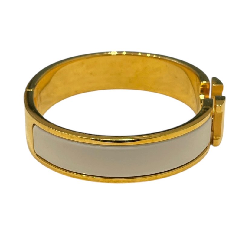 HERMES 愛馬仕 CLIC H PM 琺瑯手環 合金 白色 金色 SIZE:T2-3