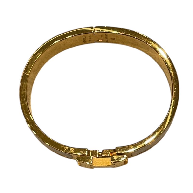 HERMES 愛馬仕 CLIC H PM 琺瑯手環 合金 白色 金色 SIZE:T2-6