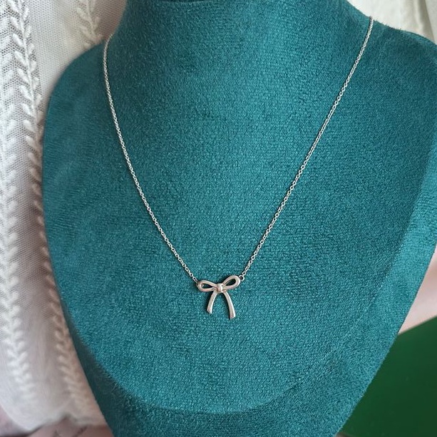 蒂芙尼 純銀 頸鏈 項鏈 鎖骨鏈 Tiffany & Co bow 蝴蝶結 純銀項鍊 925-1